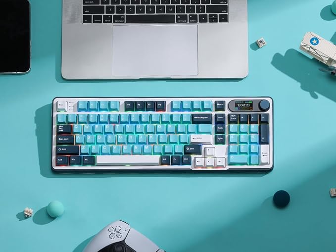 RK ROYAL KLUDGE S98 Wireless Mechanical Keyboard w/Smart Display & Knob | 96% Top Mount RGB Gaming Keyboard BT/2.4G/USB-C, Hot Swappable, Cushioned 5-Layer Noise Dampening, Massive Battery, 98 Keys - Image 7
