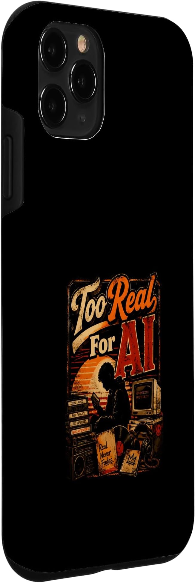 Too Real for AI - Authentic Music Lovers Case for iPhone 11 Pro - Image 3