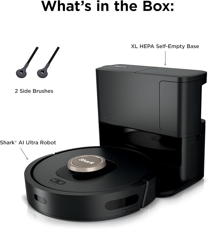Shark AV2501AE AI Robot Vacuum with XL HEPA Self-Empty Base, Bagless, 60-Day Capacity, LIDAR Navigation, Perfect for Pet Hair, Compatible with Alexa, Wi-Fi Connected, Carpet & Hard Floor, Black - Image 10