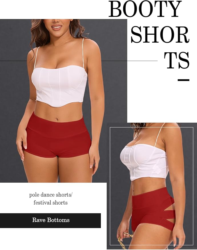 Cut Out Yoga Shorts Booty Butt Lifting Scrunch Shorts High Waisted Workout Gym Active Hot Pants - Image 4