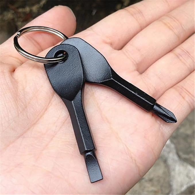 ROSTIVO Mini Phillips Flathead Screwdriver Keychain Cool Gadgets for Men | Mini keychain screwdriver set with Phillips flathead, pocket EDC multitool, cool small gadgets for men daily repair use - Image 3