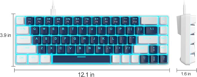 MageGee Portable 60% Mechanical Gaming Keyboard, MK-Box LED Backlit Compact 68 Keys Mini Wired Office Keyboard with Blue Switch for Windows Laptop PC Mac - Blue/White - Image 9