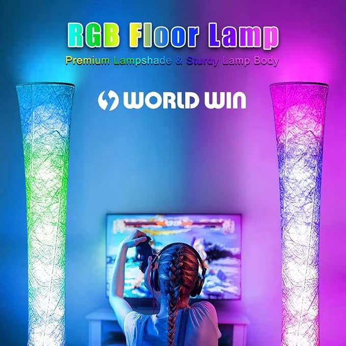 2 Pcs Floor Lamp, 61'' Smart RGB LED Corner Lamp with Music Sync and 16 Million DIY Colors, 3 Color Temperature, APP & Remote Control, Color Changing Standing Floor Lamp for Bedroom Living Room - Image 6
