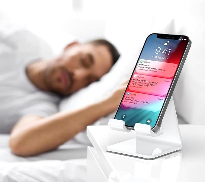 Crpich Acrylic Cell Phone Stand, Portable Phone Holder, White Phone Stand for Desk, Compatible with Phone16 15 14 13 12 Pro Max Mini 11 Plus, Switch, Android Smartphone, Pad, Tablet, Desk Accessories - Image 7