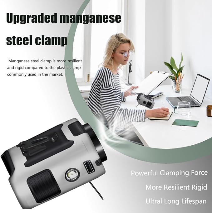 CAZOKASI 2024 Upgrade 10000mAh Waist Clip Fan Wearable Fan Portable Personal Body Fan Powerful Upto 40H Cooling and Heatstroke Prevention Fan (10000mAh / Grey) - Image 7