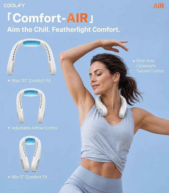 TORRAS COOLiFY Air 2026 Upgraded Neck Fan Air Conditioner, Dual-Airflow Pro Cooling, Ultra Light Portable Fan Rechargeable, Personal Cooling Fan Travel Essentials, Gift for Dad Father,White - Image 9