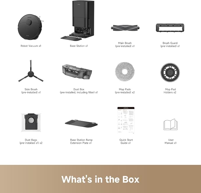dreame D30 Ultra CE Robot Vacuum and Mop, 25,000Pa Powerful Suction | 0.41in Mop Lifting, Multifunctional Base Station, Auto Dust Emptying & Mop Self-Cleaning, Smart Obstacle Avoidance, Black - Image 9