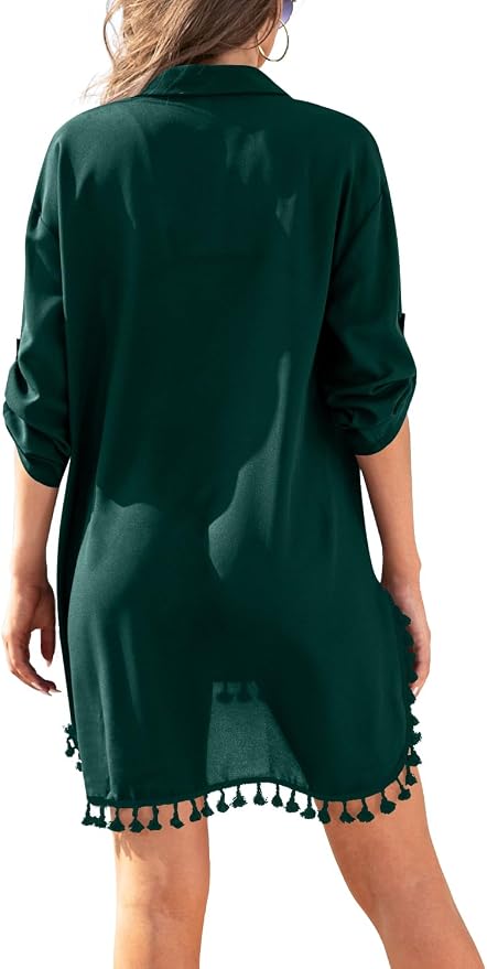 Yincro Women Swimsuit Cover Up Shirt 2026 Tassel Beach Bathing Suit for Swimwear Bikini Dress - Image 3