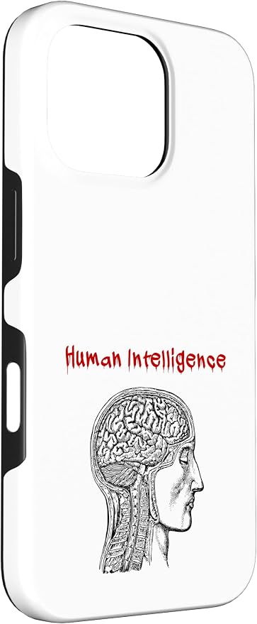 Human Intelligence (Anti Ai Statement & Head Graphic) Case for iPhone 16 Pro - Image 3