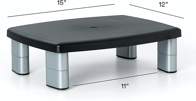 3M Adjustable Monitor Stand, Three Leg Segments, Simply Adjust Height from 1" to 5 7/8", Holds Up to 80 lbs, 11" Space Between Columns, Silver/Black (MS80B) - Image 9