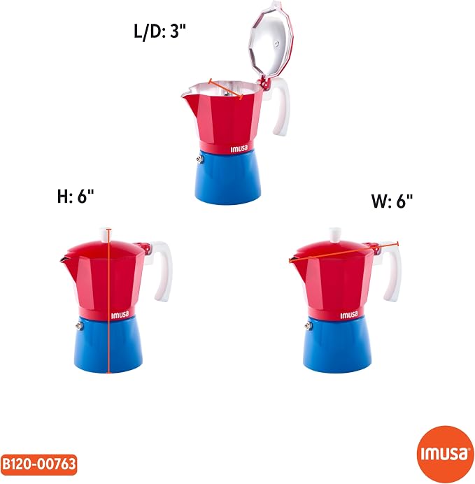 IMUSA 3 Cup Caribbean Cast Aluminum Stovetop Coffee Maker | Bare Cast Aluminum Finish, Cool-Touch White Handle, Ideal for Demitasse, Great for Daily Coffee Moments - Image 8