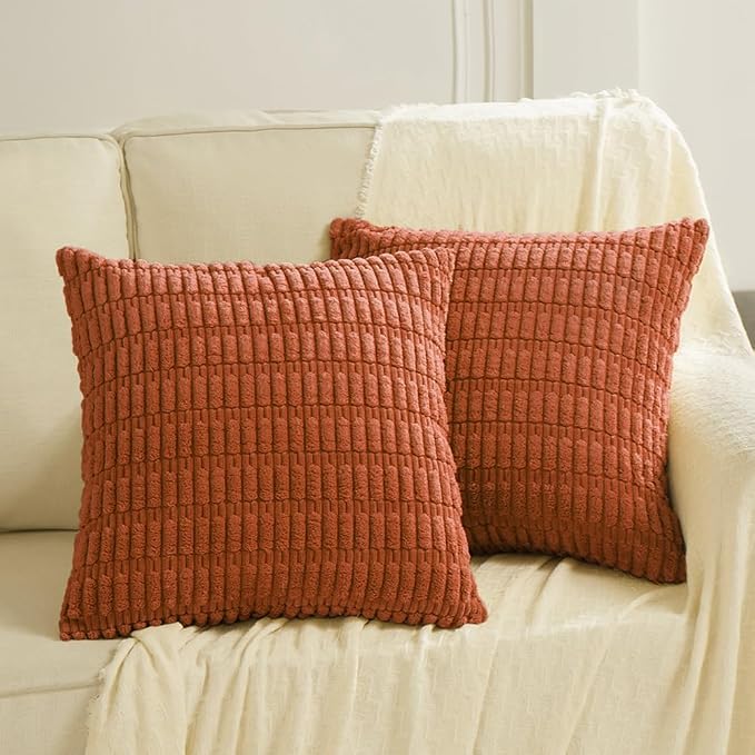 Fancy Homi 4 Packs Decorative Throw Pillow Covers for Living Room Couch Bed, Modern Farmhouse Boho Home Décor Accent Cushion Case, 14" x 14", Burnt Orange - Image 6