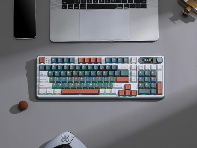 RK ROYAL KLUDGE S98 Wireless Mechanical Keyboard w/Smart Display & Knob | 96% Top Mount RGB Gaming Keyboard BT/2.4G/USB-C, 5-Layer Noise Dampening, Creamy Sound Pre-lubed Switch,Hot Swap, 98 Keys - Image 8