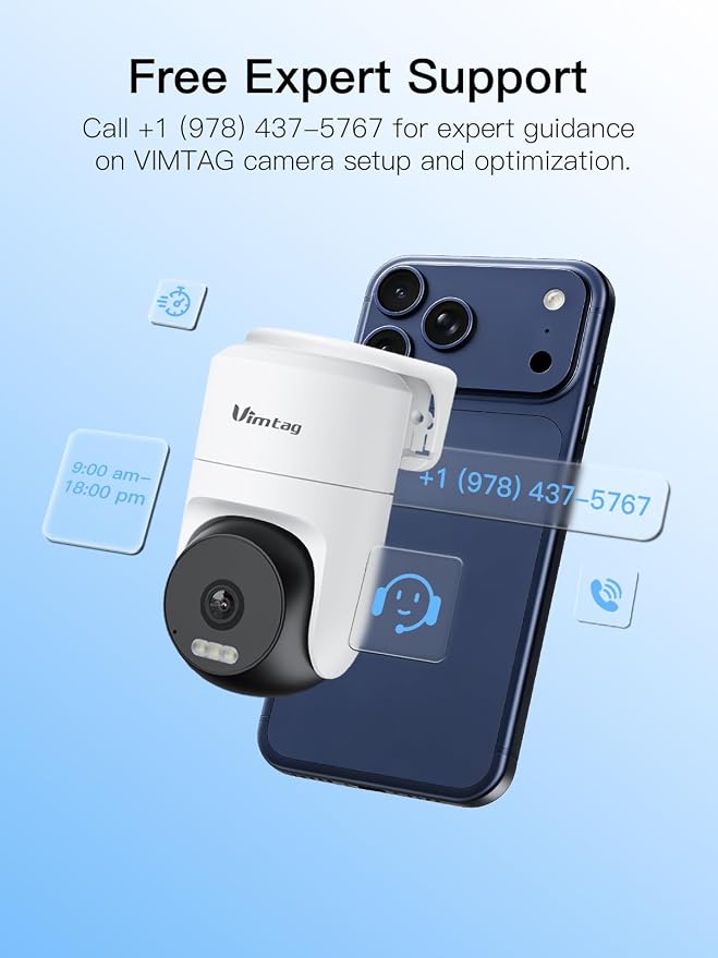 VIMTAG Pan/Tilt Outdoor Security Camera, 2.5K 4MP WiFi Home CCTV Camera, 360° View & Motion Tracking, Color Night Vision, 2-Way Audio, AI Detection Alarm, IP66, Cloud & SD Card Storage, Works w/Alexa - Image 17