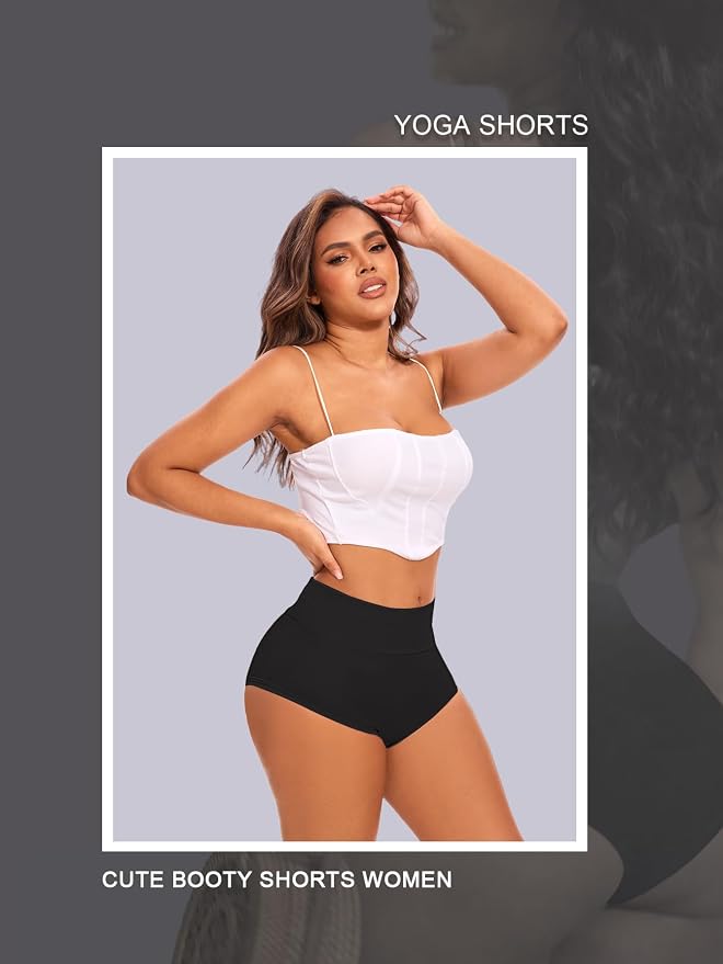 Cut Out Yoga Shorts Booty Butt Lifting Scrunch Shorts High Waisted Workout Gym Active Hot Pants - Image 4