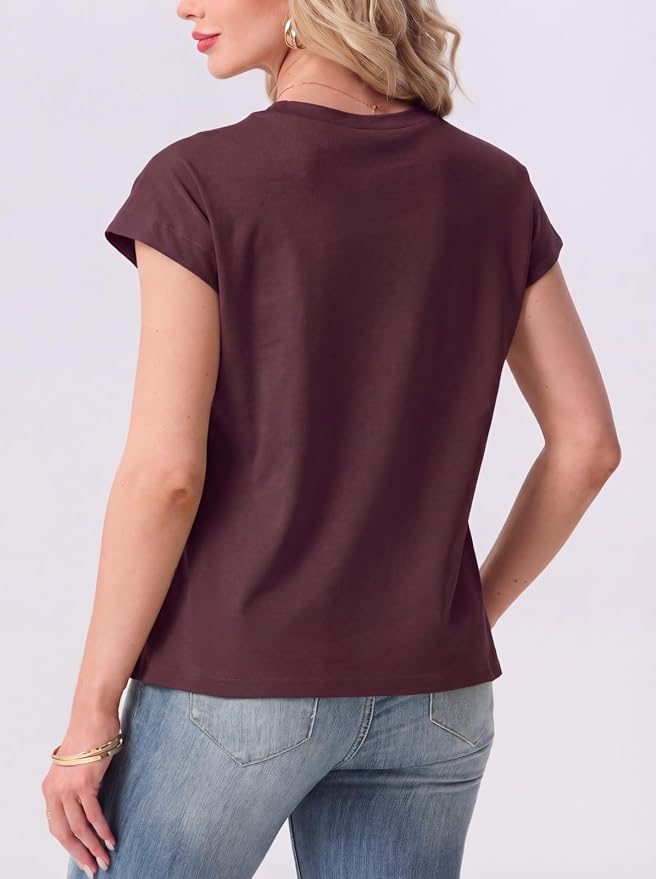 GRECERELLE Womens Summer Tops Cap Sleeve Crew Neck Basic T-Shirt | Everyday Casual Wear, Layering Friendly, Wrinkle-Resistant, Business Casual Ready, Lightweight & Packable, Capsule Wardrobe - Image 7