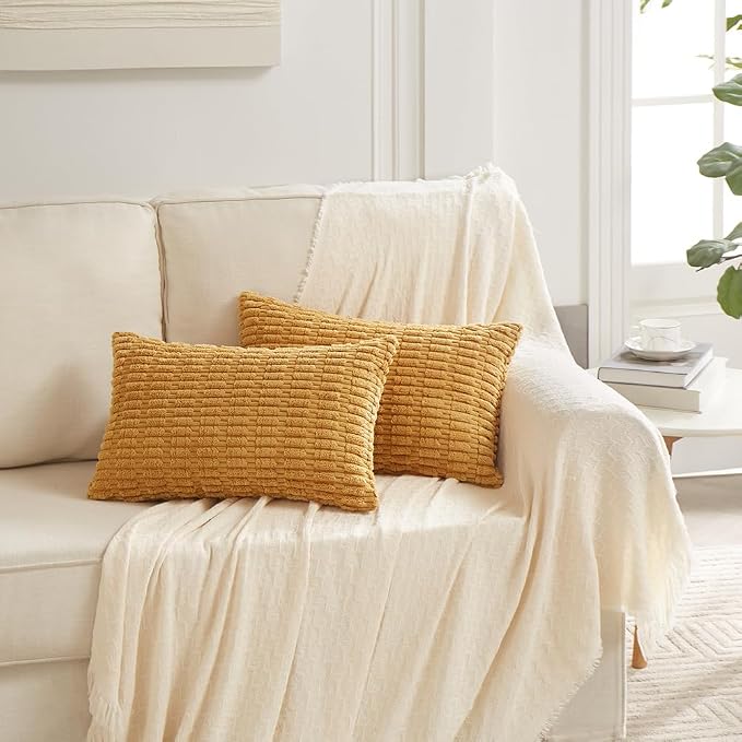 Fancy Homi 4 Packs Decorative Throw Pillow Covers for Living Room Couch Bed, Modern Farmhouse Boho Home Décor Accent Cushion Case, 24" x 12", Mustard Yellow - Image 7