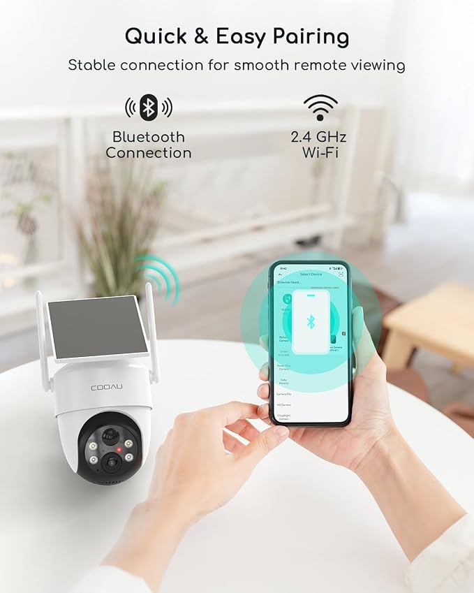 COOAU Cameras for Home Security, 2K 360° Solar Security Cameras Wireless Outdoor, Low-Light Rechargeable, Easy to Install, Surveillance Cam with AI Smart Detection,Color Night Vision,Two-way Audio - Image 9