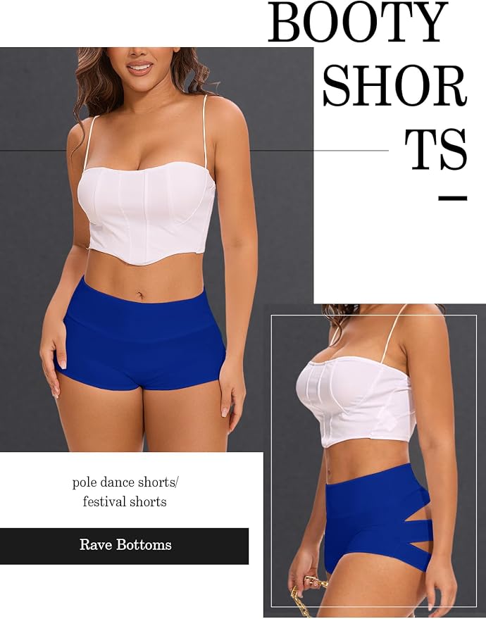 Cut Out Yoga Shorts Booty Butt Lifting Scrunch Shorts High Waisted Workout Gym Active Hot Pants - Image 4