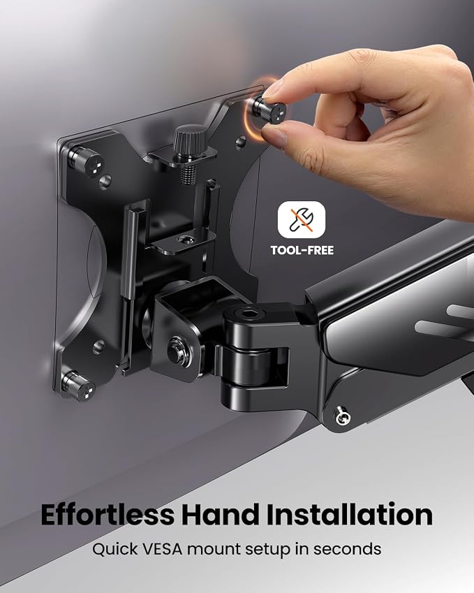 ErGear Single Monitor Arm, Adjustable Desk Gaming Monitor Mount for 13-34″ Screens, Up to 19.8 lbs, Enhanced Stability with Integrated C-Clamp, Upgraded Cable Management, VESA 75x75/100x100mm, Black - Image 7