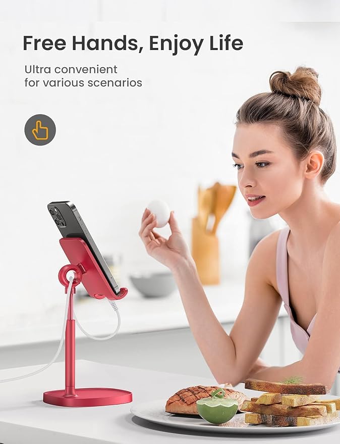 LISEN Cell Phone Stand Phone Holder for Desk, Gaming for Nintendo Switch | Office Desk Accessories for Women, iPhone Stand, Gadgets for Men Gifts, Office Decor, OtterBox Case, Switch, iPad, 4-10 in - Image 7