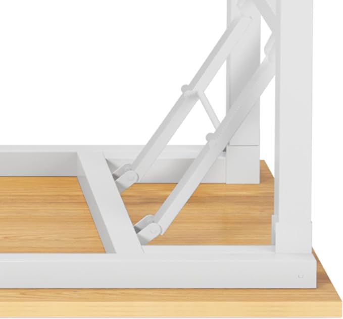 Need Office Computer Desk 60 Inch Sturdy Folding Laptop Table Teak | White Frame Writing Gaming Work Table/Foldable Home Office Desk/Sewing Table, No Assembly Required - Image 9