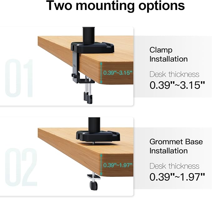 MOUNT PRO Triple Monitor Mount, 3 Monitor Desk Mount for Three Screens up to 32 Inch, Full Motion Gas Spring Heavy Duty Arm Hold up to 19.8lbs Each, Black - Image 9