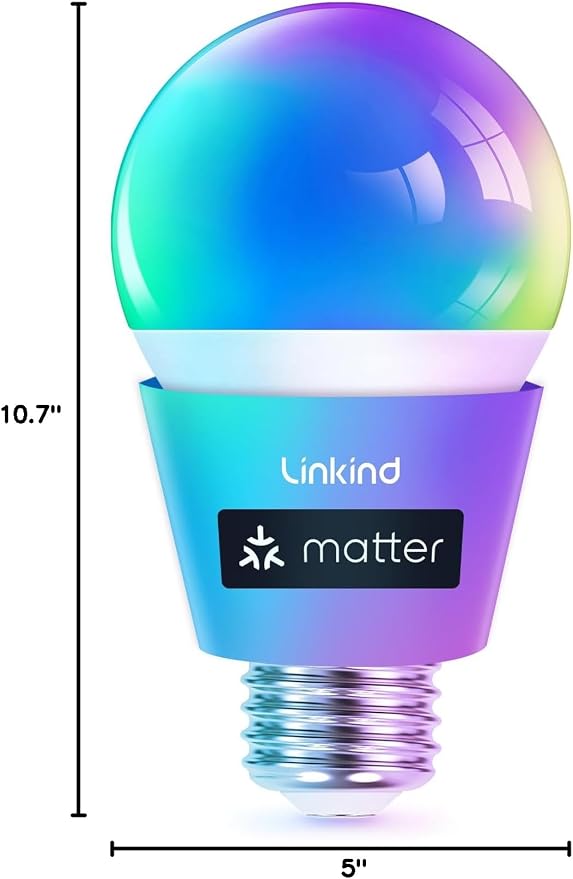 Linkind Matter Smart Light Bulb, Smart Bulbs Work with Alexa/Apple Home/Google Home, Color Changing Light Bulbs Music Sync, Preset Scenes, Mood Lights, 2.4Ghz WiFi Only, A19 E26 60W 1 Pack - Image 9