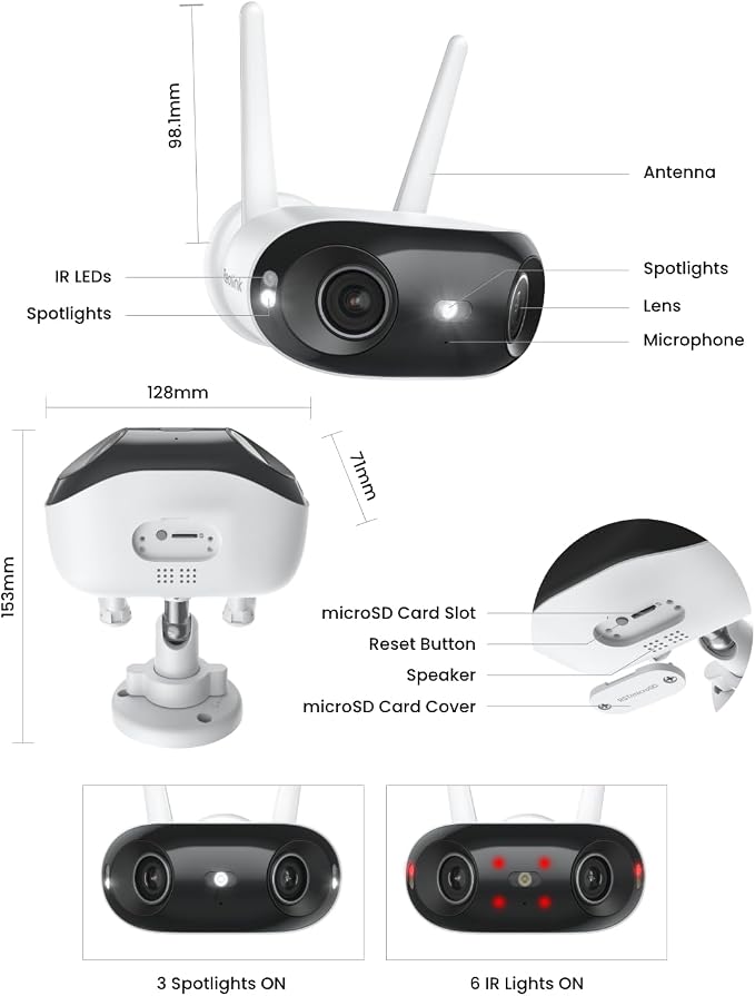REOLINK 4K 8MP 180° Panoramic Security Camera with Dual-Lens, 2.4/5GHz Dual-Band Wi-Fi 6, Motion Track, Up to 512GB microSD Card Storage, Plug-in Power, Color Night Vision, Elite WiFi - Image 9