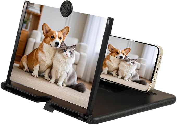 Screen Magnifier Version, Mobile Phone 3D HD Magnifying Projector Screen Enlarger for Movies, Videos and Gaming, Foldable Holder Stand Compatible with All Phones (Black, 10inch) - Image 8