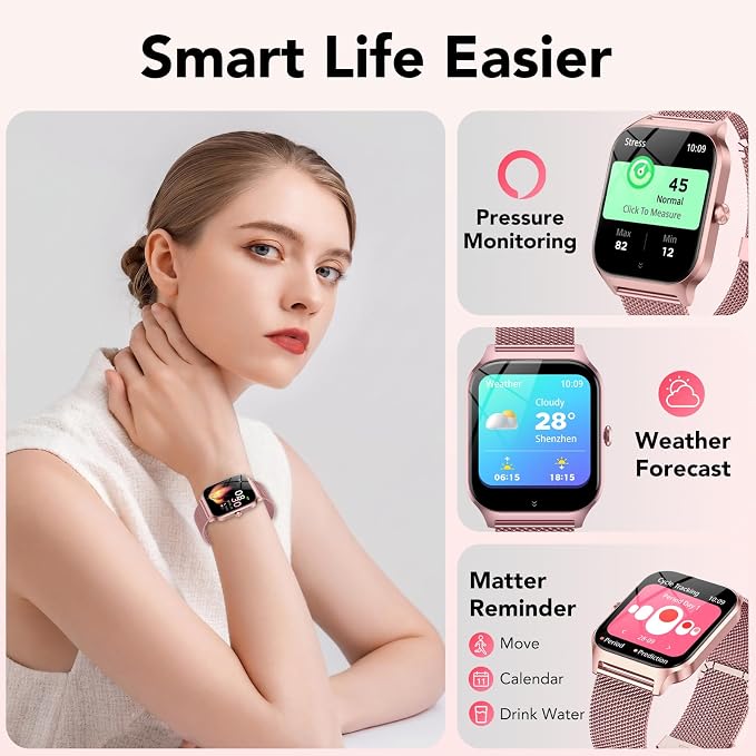 Smart Watch for Women, Answer/Make Call/AI Voice,1.85" HD Smartwatch for iPhone/Samsung/Android, 120+ Sport Modes Fitness Tracker with Heart Rate/Sleep Monitor,IP68 Waterproof (2 Bands) - Image 9