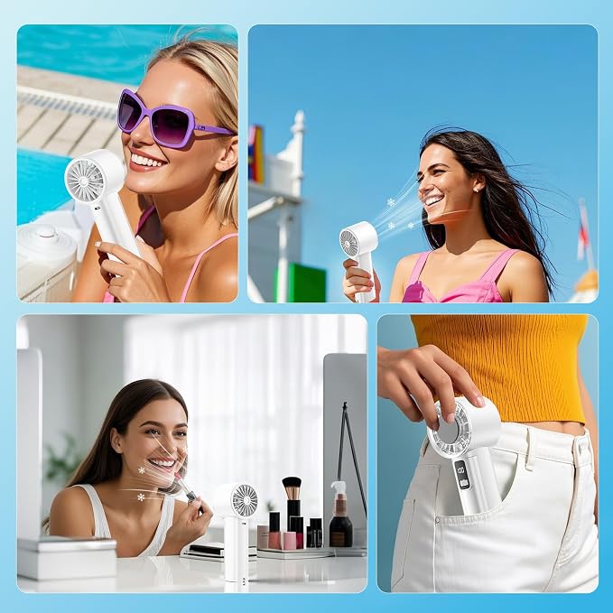 PANERGY Handheld Fan with Ice Cooler, Mini Portable Fan Rechargeable, 18Hrs Cooling, 0-100 Adjustable Speed, Small Yet Powerful, Personal Hand Fans for Travel, Beach, Outdoor, Makeup, Gifts for Women - Image 7