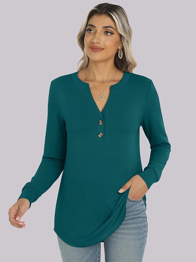 ANRABESS Women's Long Sleeve Shirts 2026 Spring Fashion Dressy Casual Tops Trendy Henley Blouses Cute Work Outfits Clothes - Image 6