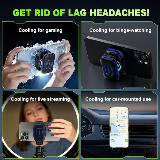Cell Phone Cooler for Gaming, Magnetic Portable Radiator with RGB Lights, 3000mAh Rechargeable Battery, Compatible with iPhone, iPad, Android - Image 8
