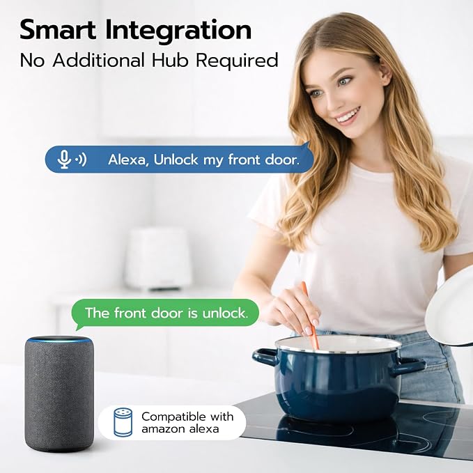 WiFi Video Smart Door Lock with Camera & Doorbell, Keyless Entry Fingerprint Lock with Handle for Front Door, Nyboer Keypad Electronic Digital with Rechargeable Lithium Battery, Easy Installation - Image 9