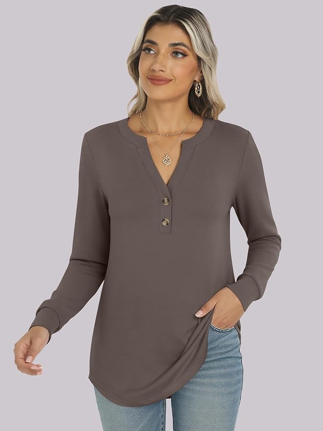 ANRABESS Women's Long Sleeve Shirts 2026 Spring Fashion Dressy Casual Tops Trendy Henley Blouses Cute Work Outfits Clothes - Image 6