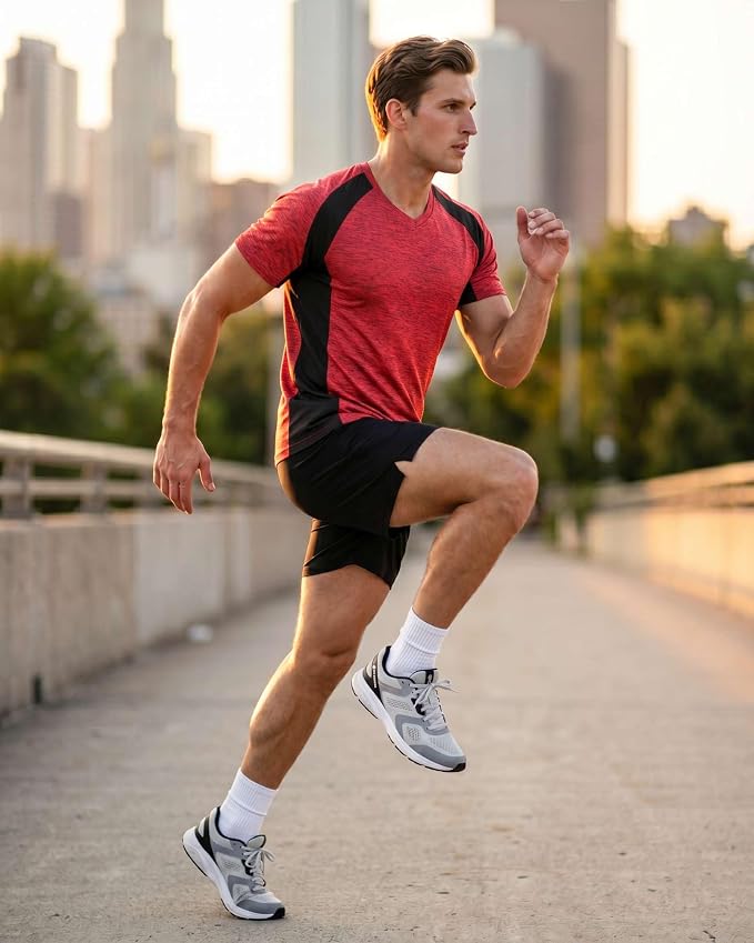5 Pack Men's Dry Fit V Neck Gym Workout T Shirts Athletic Moisture Wicking | Cooling, Quick Dry, Breathable, Short Sleeve, Exercise, Cycling, Sports, Outdoor, Fitness, Golf, Crossfit, Hiking, Tennis - Image 6