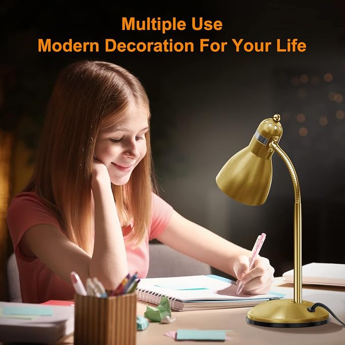 LEPOWER Metal Desk Lamp, Adjustable GooseNeck Reading Light for Bedroom | Compact & Sturdy, Space-Saving for Bedside & Dorm, E26 Table Lamp, Eye-Caring, Ldeal for Study, Office, Back to School - Image 7