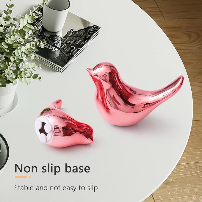 Notakia Small Birds Statues Pink Home Decor Modern Style Decorative Ornaments for Living Room, Bedroom, Office Desktop, Cabinets (2Pcs Pink Birds) - Image 9