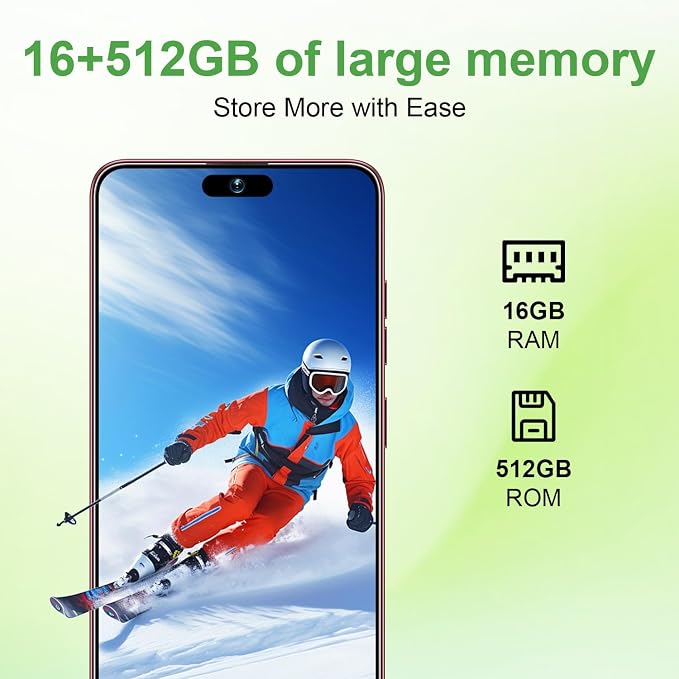17 PMAX Unlocked Cell Phone,16GB+512GB Smartphone,6.99" HD Screen Android 15 5G Phones,Battery 7000mAh Android The Phone,Fingerprint Button Unlock/GPS/Face ID/Dual SIM/5G (Deep Purple) - Image 6