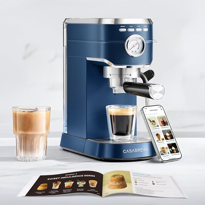 CASABREWS CM5418 Espresso Machine, Espresso Coffee Maker with Steam Wand | Stainless Steel, 20-Bar Pump, Built-in Pressure Gauge, Powerful Steam Wand for Cappuccino Latte for Home, 34oz Water Tank - Image 8