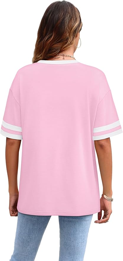 WIHOLL Womens T Shirts Loose Fit Short Sleeve Tees Crew Neck Color Block Summer Tops 2026 Fashion - Image 5