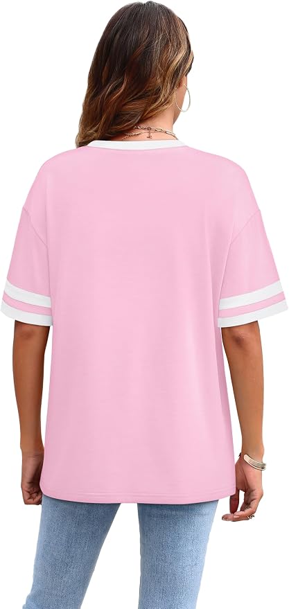 WIHOLL Womens T Shirts Loose Fit Short Sleeve Tees Crew Neck Color Block Summer Tops 2026 Fashion - Image 5
