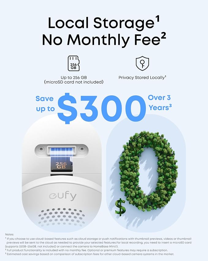 eufy Security Indoor/Outdoor Camera C31(2-Pack), IP66, Spotlight-Free Color Night Vision, 360° Coverage Pan &Tilt, AutoTracking, AI Human/Vehicle/Pet/Cry Detection, 24/7 Recording, No Subscription - Image 10