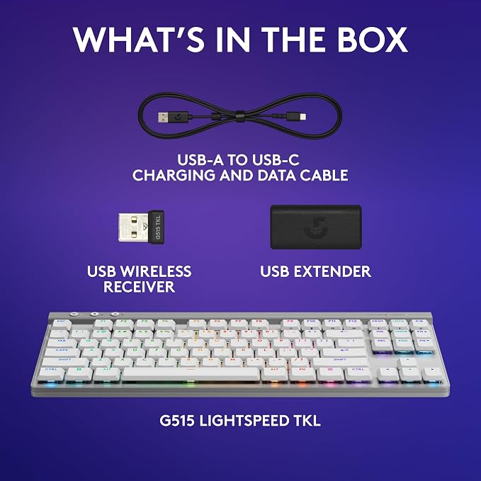 Logitech G515 TKL Wireless Gaming Keyboard (Linear) + G309 Lightspeed Wireless Gaming Mouse Bundle - White - Image 8