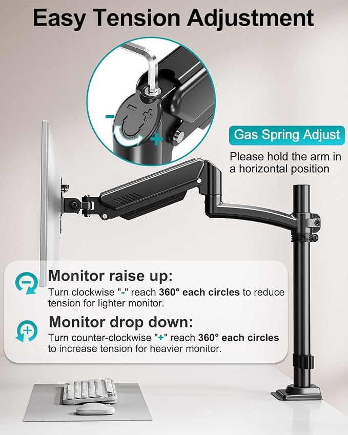 Dual Monitor Stand for 2 Screens up to 32 inch, Vertical Stacked Dual Monitor Mount, Full Motion Adjustable Tall Double Monitor Desk Mount, Each Arm Holds 4.4-22lbs, VESA 75/100mm, Black, Freelift - Image 9