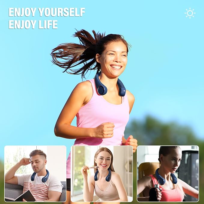 Morelax Neck Fan, USB Rechargeable Personal Fan,Hand Free Bladeless Portable Fans,4000 mAh, 3 Speeds,72 Air Faster softer 360° Cooling, Ultra Quiet,Gift Suitable for Home, Office, Travel, Sports - Image 8