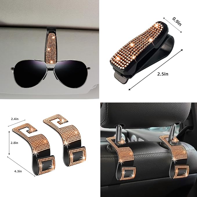 NBTEPEM 27 PCs Orange Bling Car Accessories Set for Women, Steering Wheel Covers Universal Fit 15 Inch, Bling License Plate Frame, Bling Phone Holder, Bling Car Coasters (Orange Diamond) - Image 9