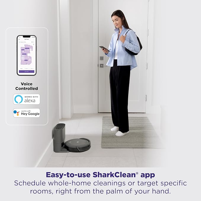 Shark Navigator Robot Vacuum and Self-Empty Base with Bagless 60-Day Capacity Self-Empty Base, SmartPath Navigation, Powerful Pet Hair Pickup, Anti-Hair Wrap, For Carpets & Hard Floors, Grey, RV2100AE - Image 9