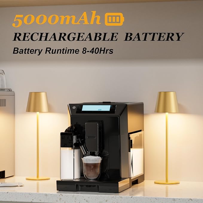 Kakanuo Cordless Table Lamp Rechargeable Gold - 4 Pack Battery Operated Lamp for Dining Table, 3 Color Stepless Dimming Wireless Lamp for Counter, Outdoor Patio, Touch Control - Image 6